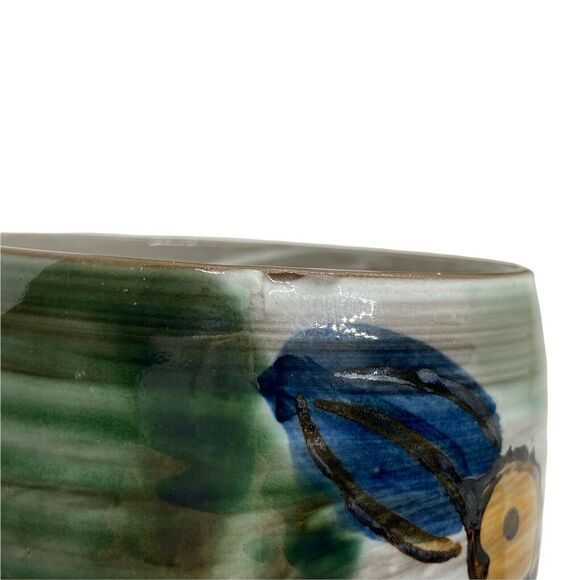 Asian Tea Cups Set Of Three Vintage Gray Green Blue Ceramic Round Sticker Marked - Picture 8 of 16